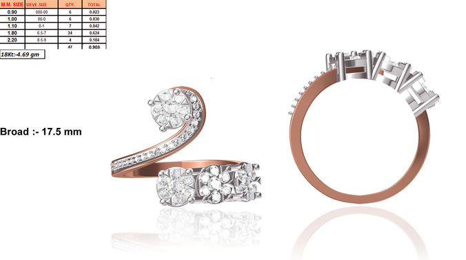Spiral Rose Gold Ring With Diamonds 11 3D print model