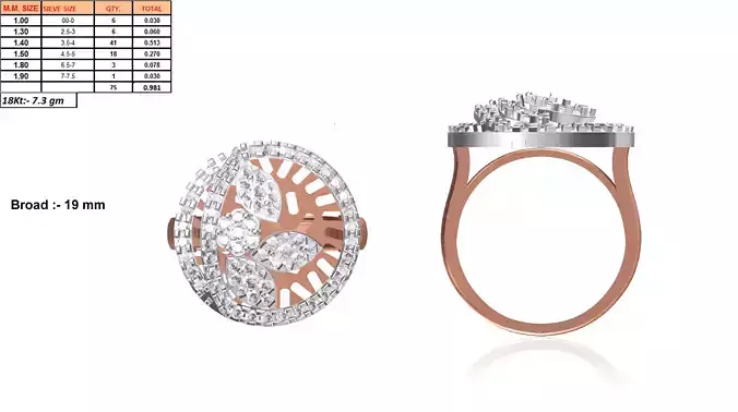 Large Round Shaped Rose Gold Ring With Diamonds 1