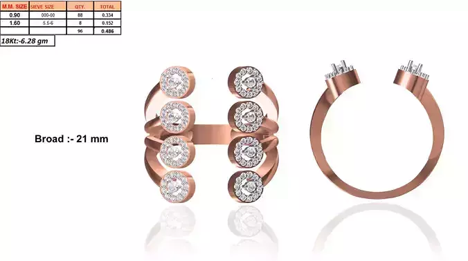 Rose Gold Floral Ring With Diamonds 1