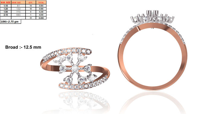 Spiral Rose Gold Ring With Diamonds 12 3D print model
