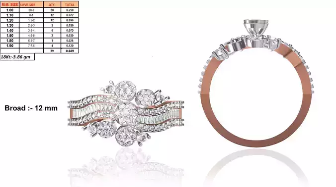 Swirl Rose Gold Ring With Diamonds 10