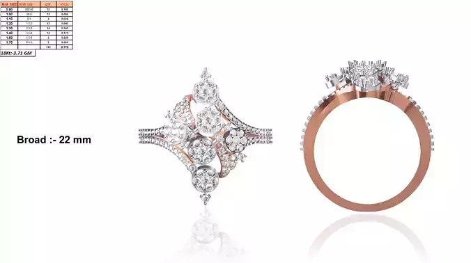 Spiral Design Rose Gold Ring With Diamonds