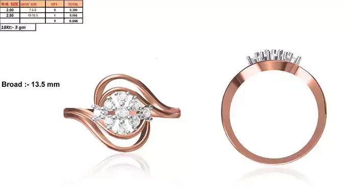 Swirl Rose Gold Ring With Diamonds 11