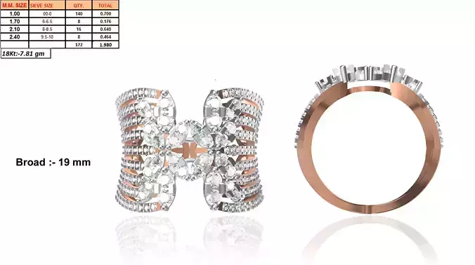 Wide Rose Gold Ring With Diamonds 4
