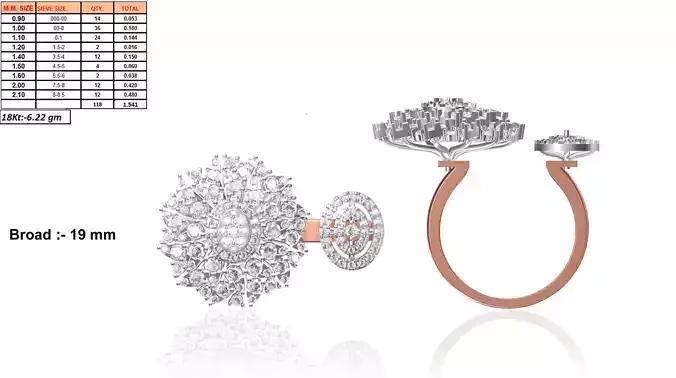 Flower Shaped Rose Gold Ring With Diamonds 20