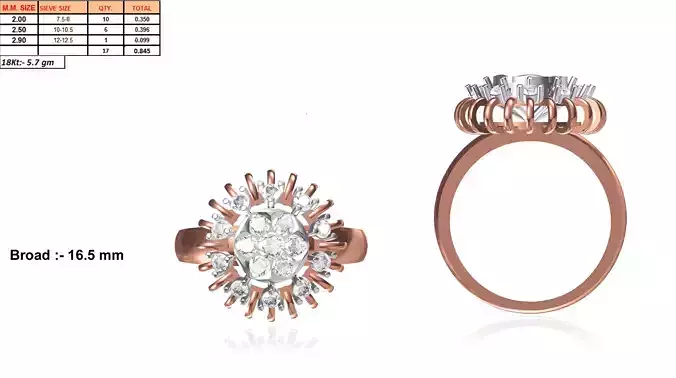Flower Shaped Rose Gold Ring With Diamonds 21