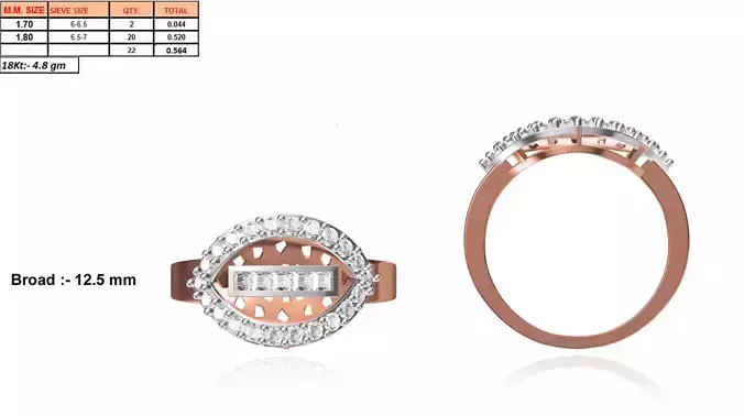 Marquise Shaped Rose Gold Ring With Diamonds 5