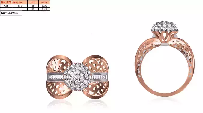 Wide Rose Gold Ring With Diamonds 5