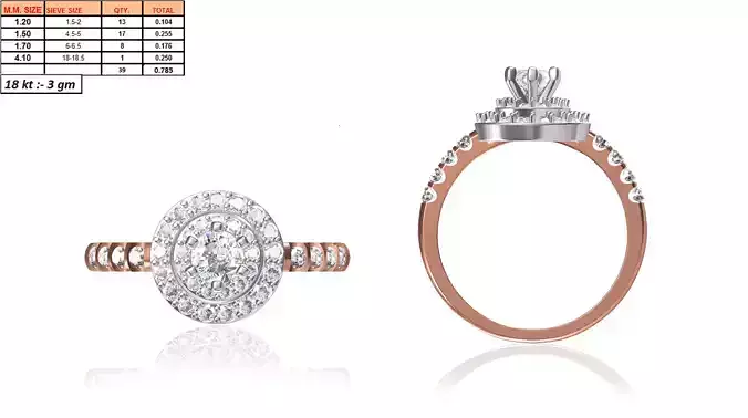 Round Halo Ring With Diamonds 7