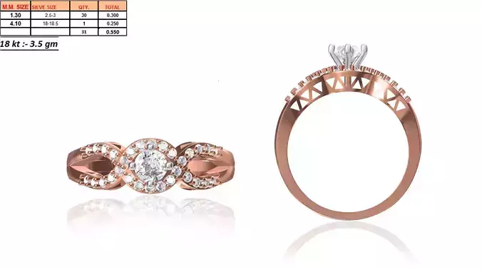 Twisted Rose Gold Ring With Diamonds 4