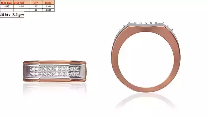Rectangular Rose Gold Grid Ring With Diamonds 2