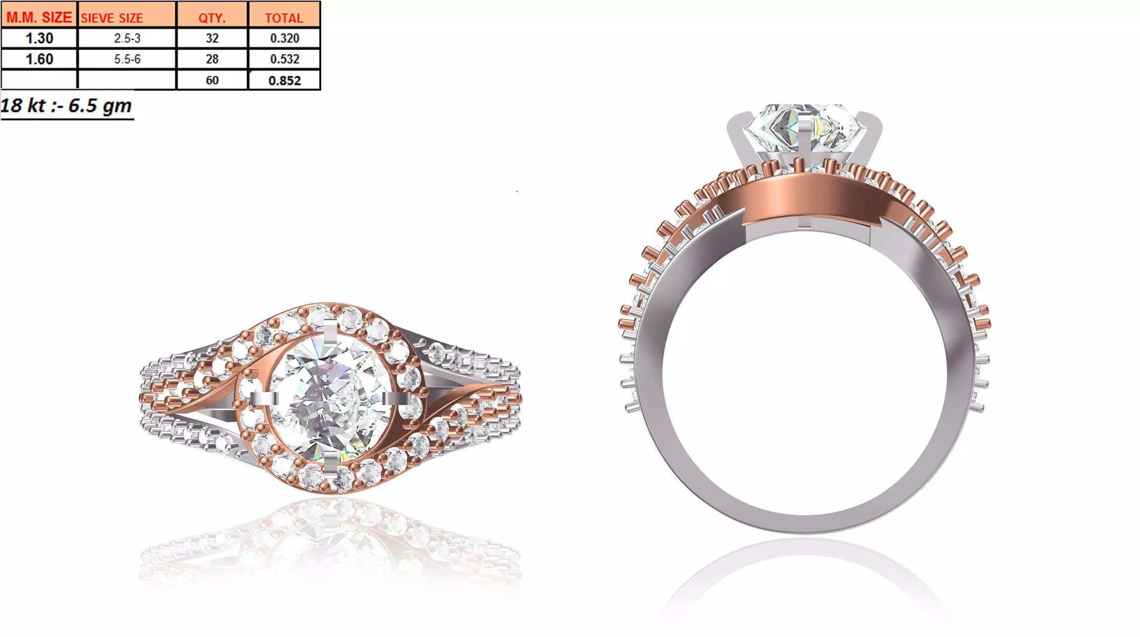 Swirl Loop Ring With Diamonds 14 3D print model_0