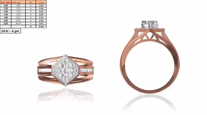 Hexagon Shaped Rose Gold Ring With Diamonds 1