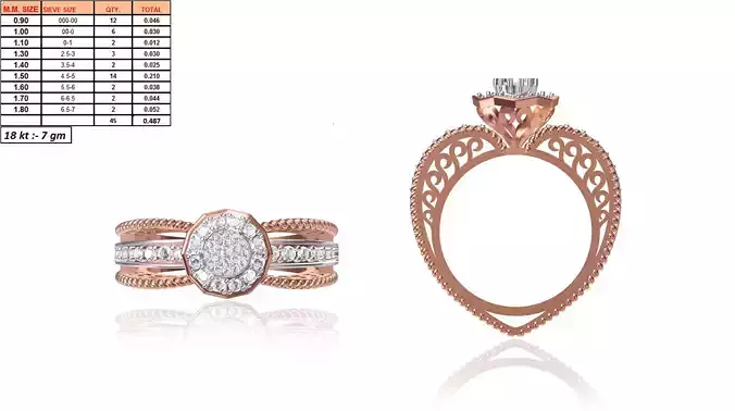 Heart Shaped Rose Gold Ring With Diamonds 5