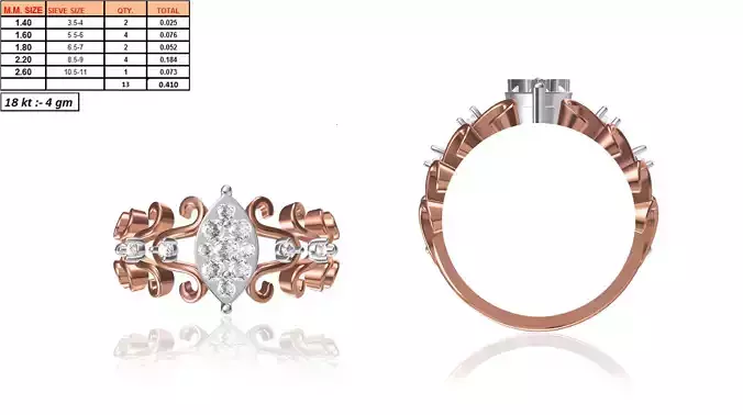 Marquise Shaped Rose Gold Ring With Diamonds 6