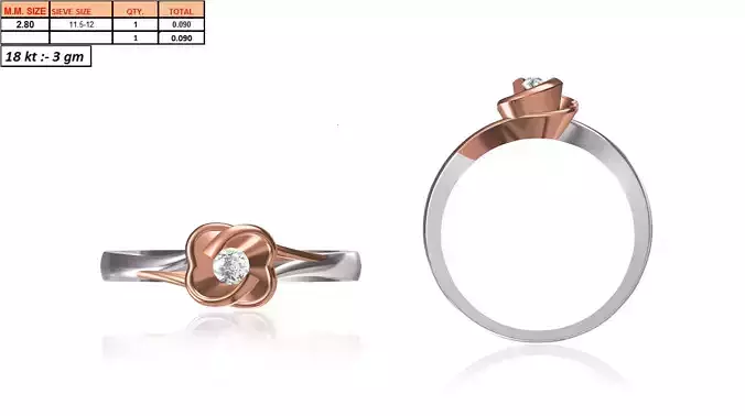 Flower Shaped Rose Gold Ring With Diamonds 23