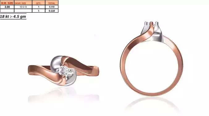 Swirl Loop Rose Gold Ring With Diamonds 1