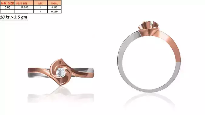Flower Shaped Rose Gold Ring With Diamonds 24