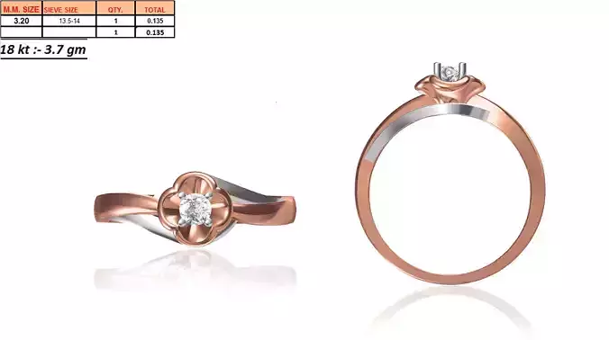 Flower Shaped Rose Gold Ring With Diamonds 25