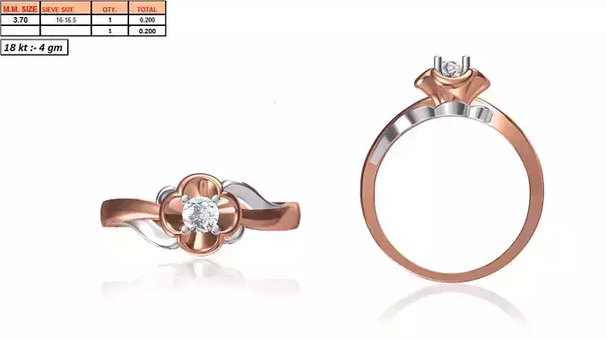 Flower Shaped Rose Gold Ring With Diamonds 26