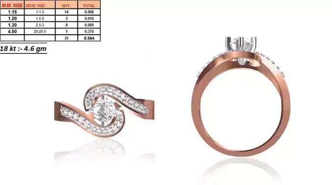 Swirl Loop Rose Gold Ring With Diamonds 2