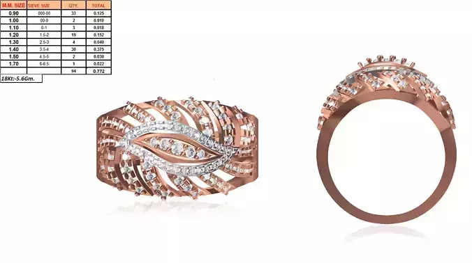 Wide Rose Gold Ring With Diamonds 6