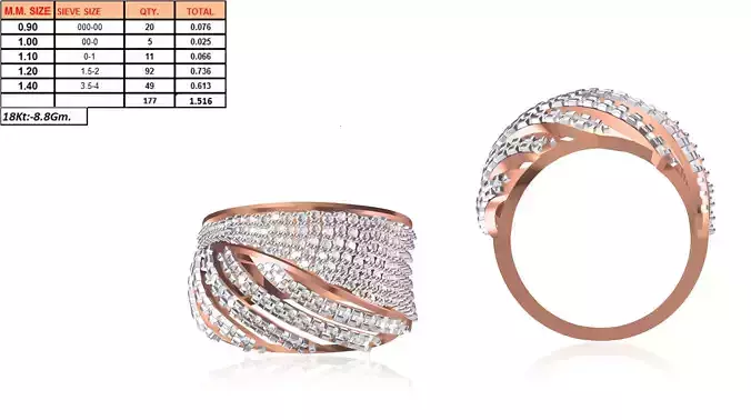 Wide Rose Gold Ring With Diamonds 8