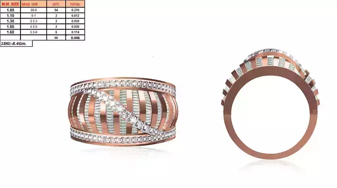 Wide Rose Gold Ring With Diamonds 9