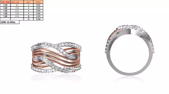 Wide Swirl Silver Ring With Diamonds