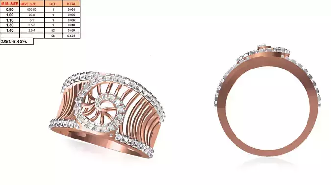 Wide Rose Gold Ring With Diamonds 10