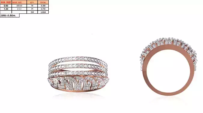Wide Rose Gold Ring With Diamonds 11