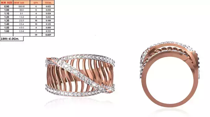 Wide Rose Gold Ring With Diamonds 12