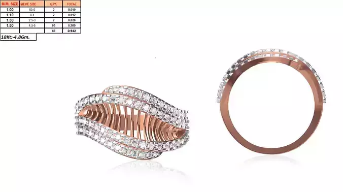 Swirl Rose Gold Ring With Diamonds 12