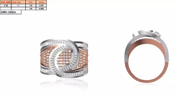 Wide Rose Gold Ring With Diamonds 15