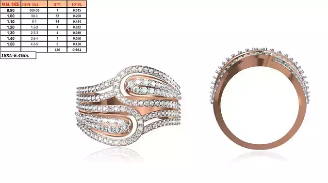 Wide Rose Gold Ring With Diamonds 16