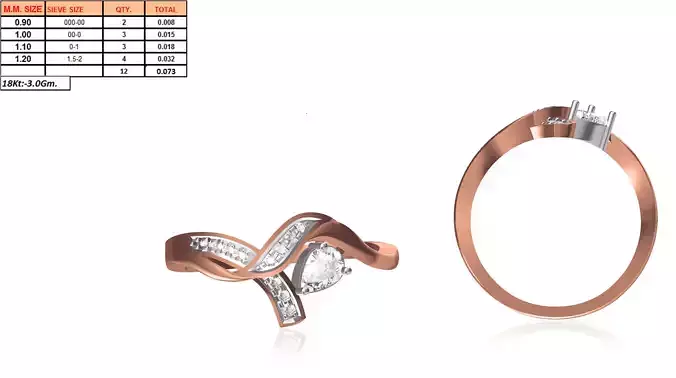 Swirl Rose Gold Ring With Diamonds 13