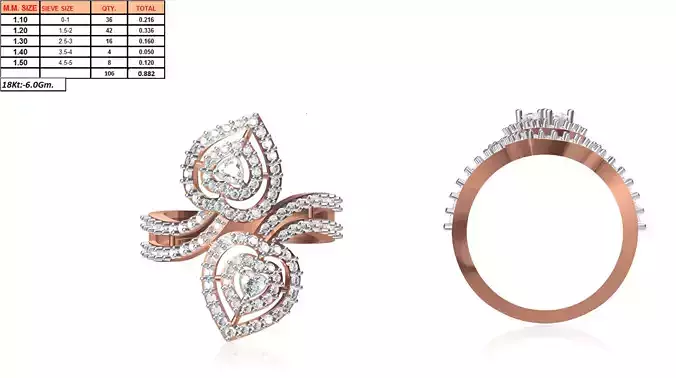 Heart Shaped Spiral Rose Gold Ring 1
