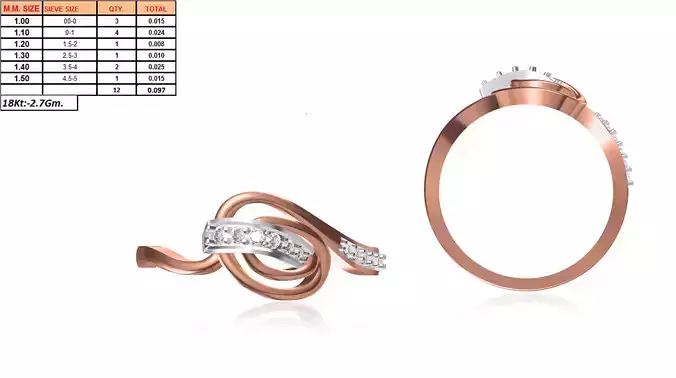 Spiral Rose Gold Ring With Diamonds 13