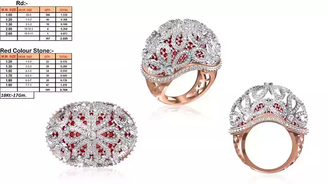 Large Thick Carved Rose Gold Ring 