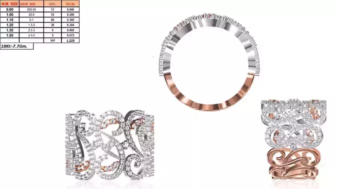 Wide Multi Metal Ring With Diamonds