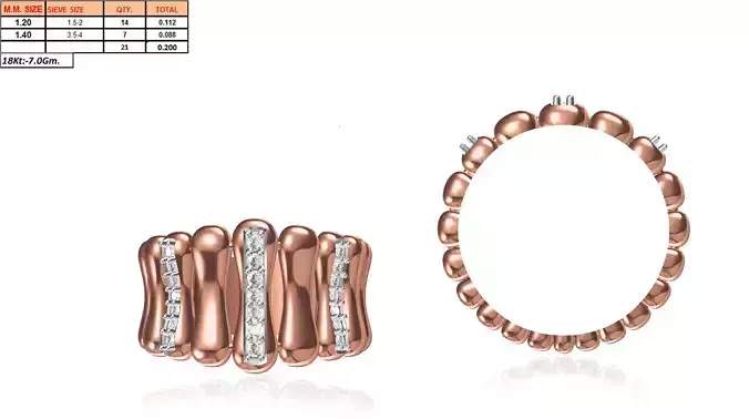 Wide Rose Gold Ring With Diamonds 17