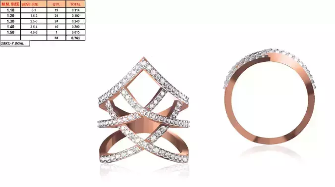 Wide Rose Gold Ring With Diamonds 18