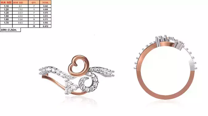 Swirl Rose Gold Ring With Diamonds 14