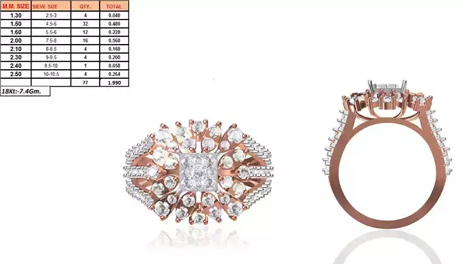 Flower Shaped Rose Gold Ring With Diamonds 27