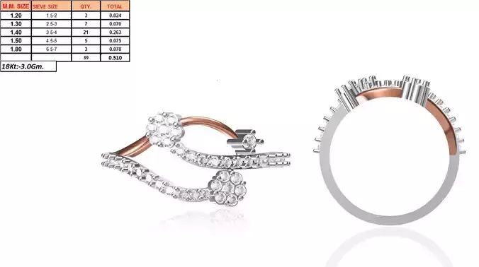 Spiral Floral Multi Metal Ring With Diamonds