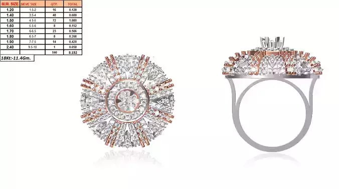 Large Round Shaped Rose Gold Ring With Diamonds 4