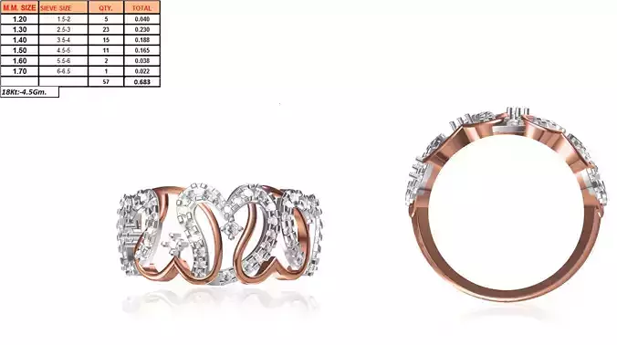 Heart Design Rose Gold Ring With Diamonds 4