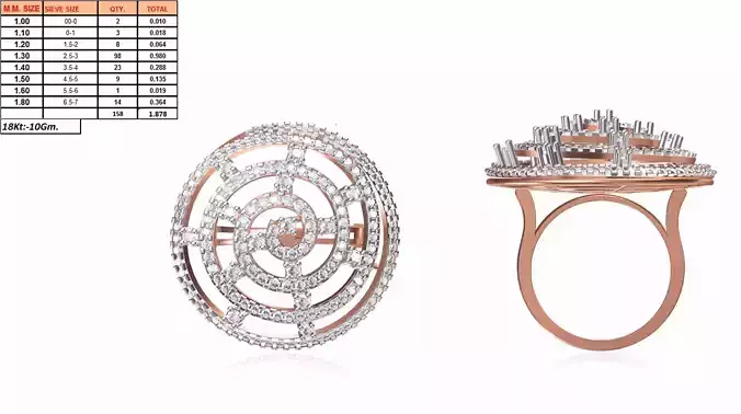Large Round Shaped Rose Gold Ring With Diamonds 5