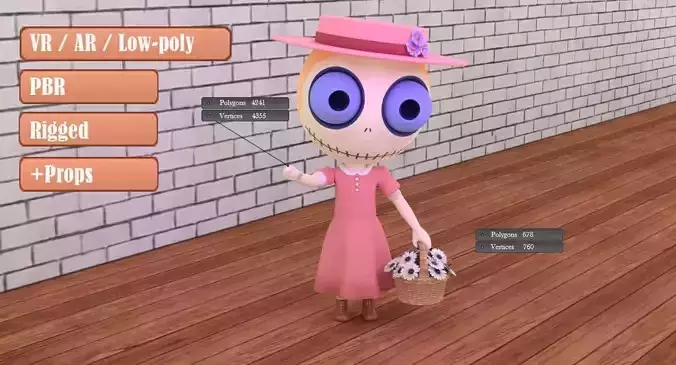 Cute Zombie Wooden Doll Florist