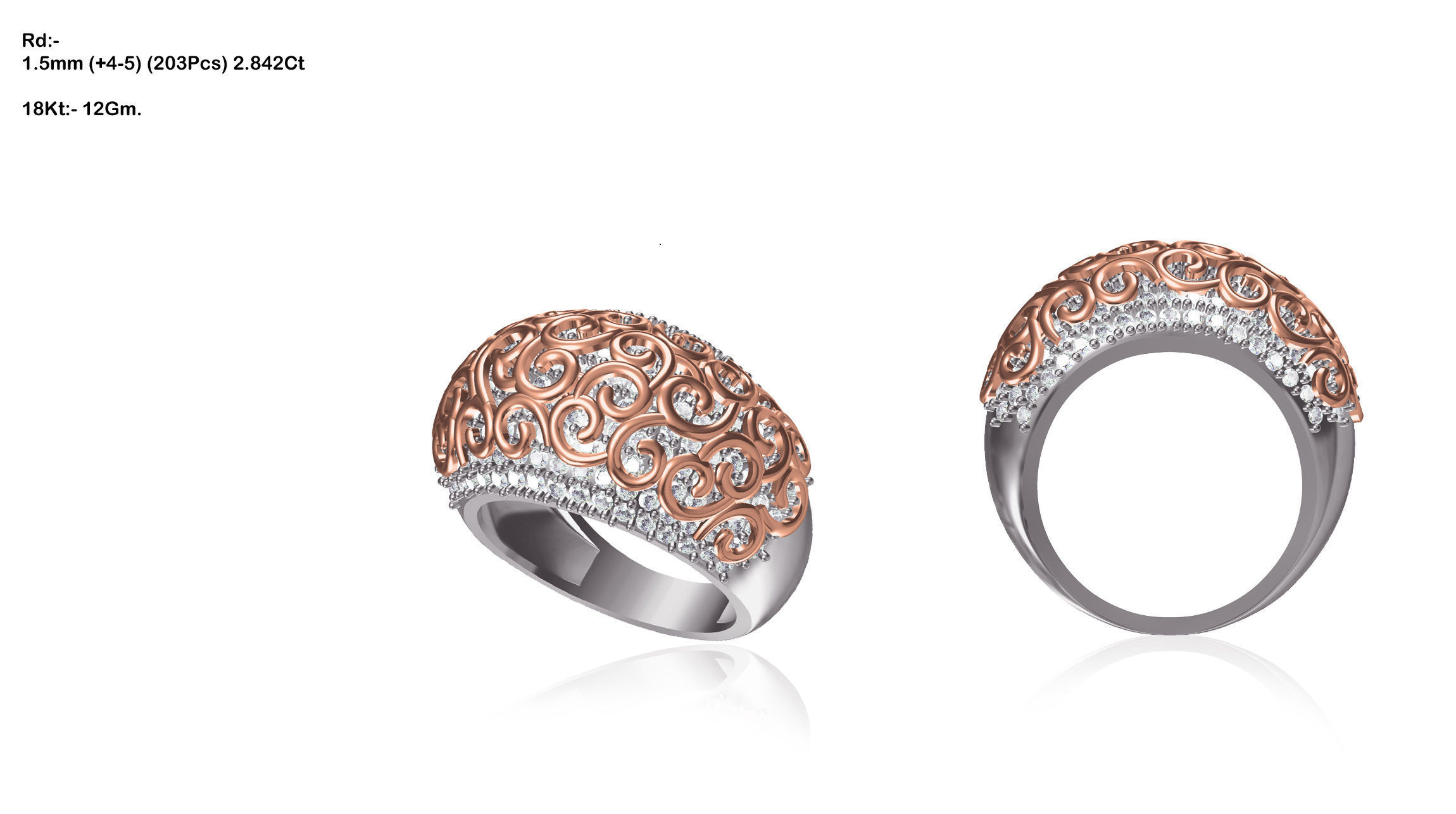Large Thick Multi Metal Ring 3D print model